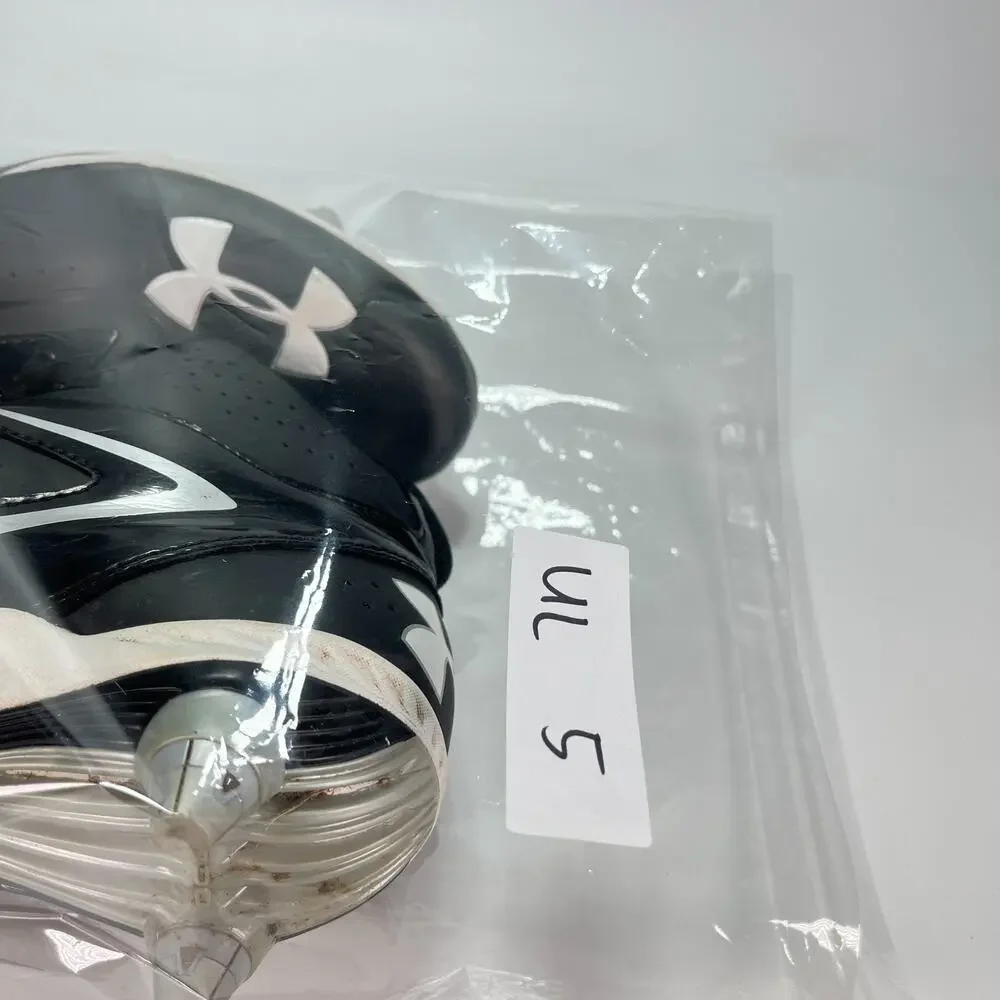 Under Armour Saber Mid Black White Football Cleats 1258023-001 Men's Size 10